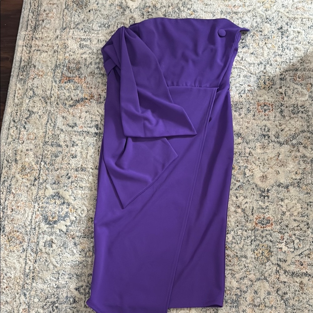Purple One-Shoulder Draped Sheath Dress